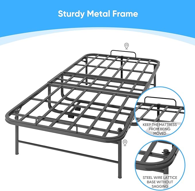 Mjkone Folding Bed with Mattress, 5 Inch Rollaway Bed for Adults, Fold Up Beds with Lockable Wheels, Sturdy Metal Fold Away Frame for Bedroom/Guest, Space Saving(75" x 31")