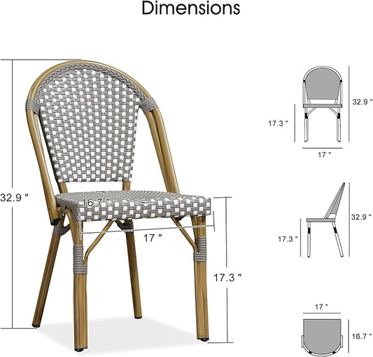 PURPLE LEAF 9 Pieces Outdoor Dining Set Patio Furniture Set with Aluminum Table and French Bistro Chairs for Garden Backyard Gray Patio Dining Set