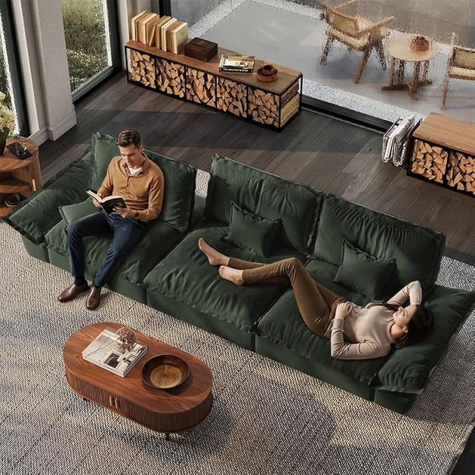 POVISON Oversized Modular Sectional Sailboat Sofa for Living Room with Adjustable Backrest Modern Sectional Couches Loveseat Large Deep Sofa 2 Seats with 2 Ottomans Comfy Cloud Couch for House Office
