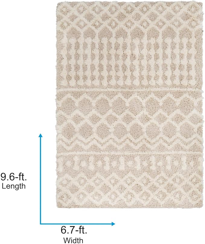 Livabliss Hapsburg Moroccan Shag Area Rug, 6'7" x 9'6", Beige