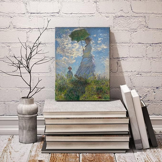 Wieco Art Woman with a Parasol Madame Monet and Her Son Canvas Prints Wall Art of Claude Monet Famous Classic Oil Paintings Reproduction People Landscape Pictures Artwork