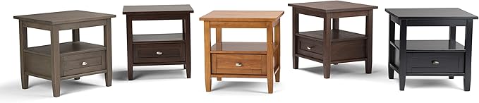SIMPLIHOME Warm Shaker SOLID WOOD 20 inch Wide Rectangle Transitional End Side Table in Farmhouse Brown for the Living Room and Bedroom