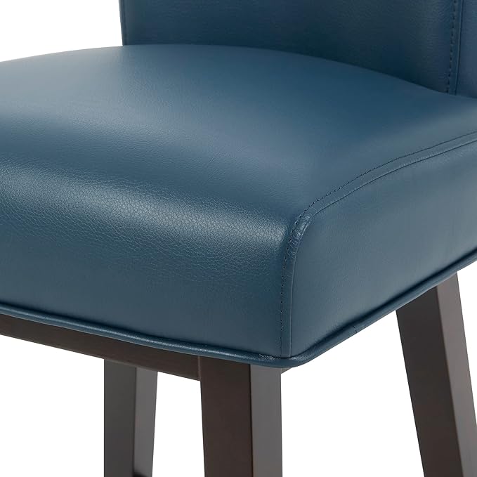 CHITA 26 Inch Counter Height Swivel Bar Stools Set of 2, FSC Certified Modern Upholstered Faux Leather Swivel Barstool Chair with Back, Blue
