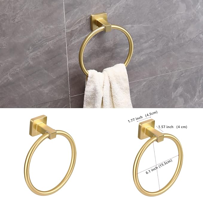 5 Pieces Brushed Gold Bathroom Hardware Accessories Set,Stainless Steel 23.6" Hand Towel Bar Set Gold, Toilet Paper Holder, Towel Holder Set,Towel Rack Set for Bathroom