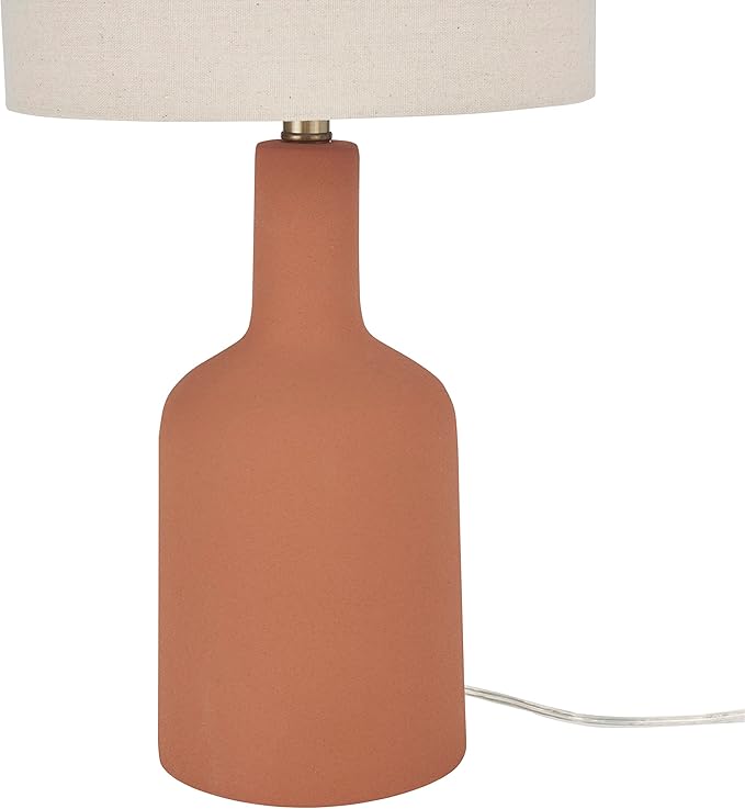 Nourison Home 22" Orange Terracotta Ceramic Table Lamp for Modern, Transitional, Bedside Table, Living Room, Dining, Entryway