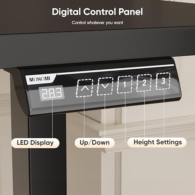 Monomi Standing Desk, 39.4‘’ Small Sit Stand up Height Adjustable Electric Standing Desk with 3 Memory Setting, Ergonomic Home Office Computer Desk, Black