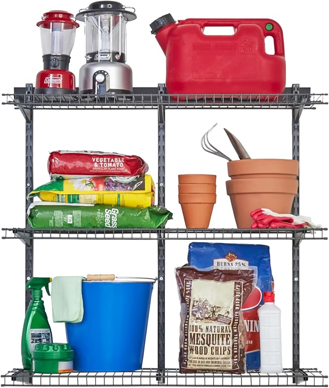 Rubbermaid Fasttrack Rail Storage 36"x12" 3-Shelf Kit, 350 lbs. Per Shelf, for Home/Garage/Shed/Workshop Organization
