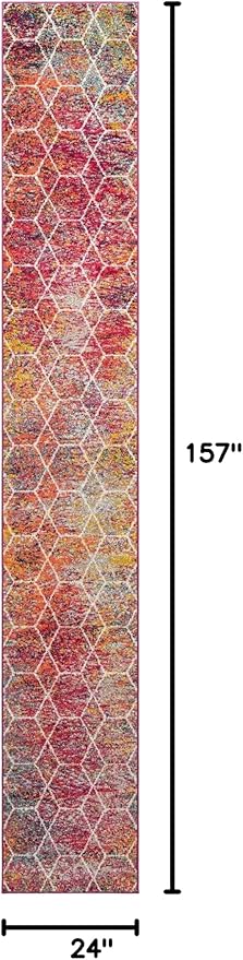 Unique Loom Trellis Frieze Collection Area Rug - Geometric (2' x 13' Runner, Multi/ Ivory)