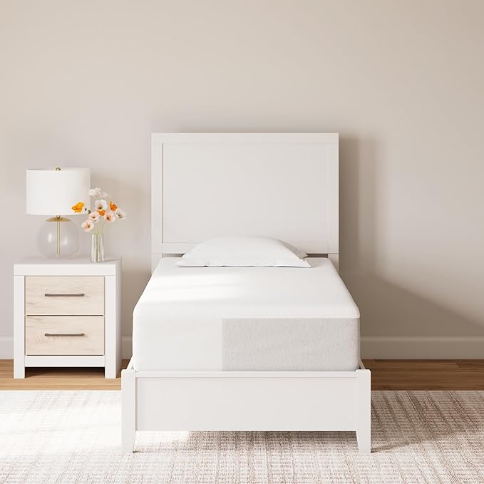 Signature Design by Ashley Twin Size Cool Max 12 Inch Medium Plush Cooling Gel Infused Memory Foam Mattress for Pressure Relief, Fiberglass Free, Mattress in A Box