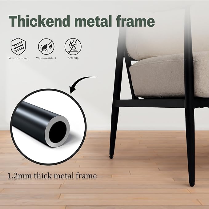 Modern Accent Chair for Living Room Bedroom Mid Century Arm Chair Upholstered Office Accent Chair Comfy Waiting Room Chair with Metal Frame, Beige