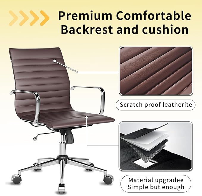 Chair, Desk Computer Chair ,with Armrests ,Ergonomic Office Chair for Home and Office, 17.32 x 22.83 x 35.43 inches, Multiple Colors (Brown)