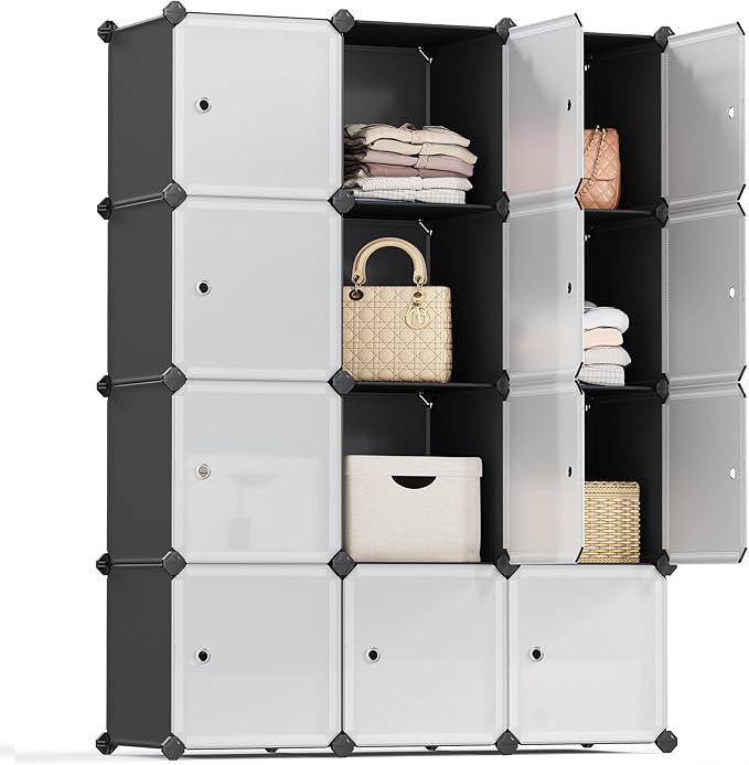 SONGMICS Cube Storage Organizer, 12-Cube Closet Storage Shelves, Modular Bookcase, Black ULPC34HV1