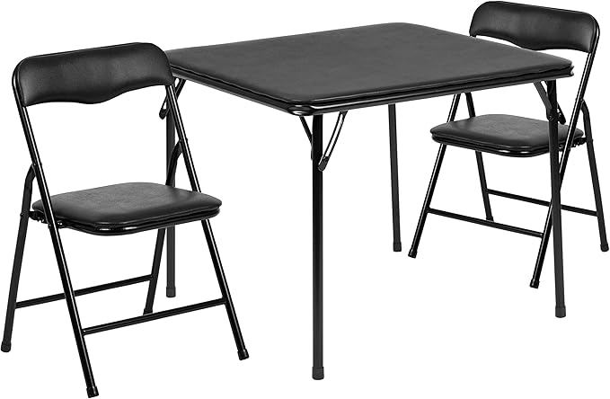 Flash Furniture Mindy Kids 3-Piece Folding Table and Chairs Set for Daycare and Classrooms, Children's Activity Table and Chairs Set, Black