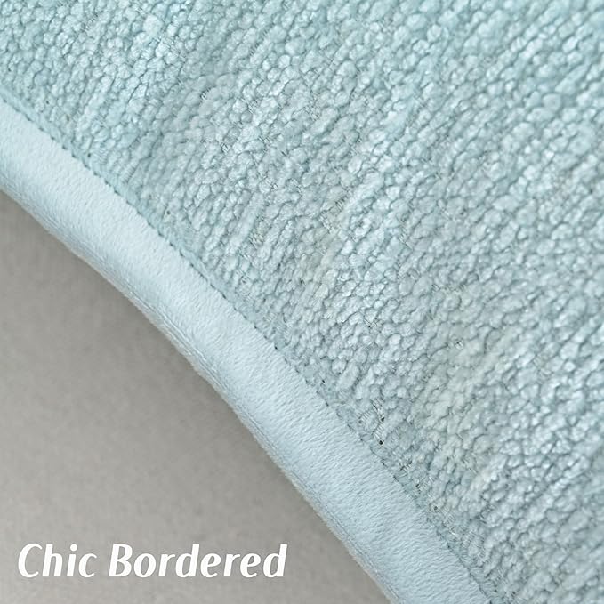 FUTEI Light Blue Chenille Throw Pillow Covers 22x22 Inch Set of 2,Soft Cozy Bound Edge Design Cushion Case,Home Decor for Couch Bed Living Room