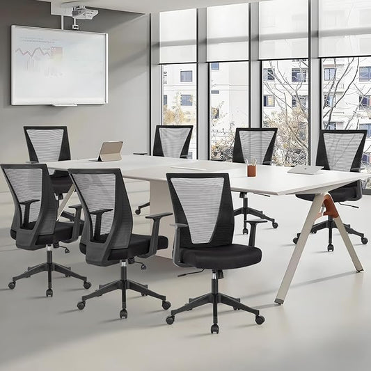 CLATINA Home Office Chair Ergonomic Desk Chair Mesh Computer Chairs with Armrests Executive Rolling Wheels Swivel Heavy Duty Chairs Office, Home, Black 4 Pack