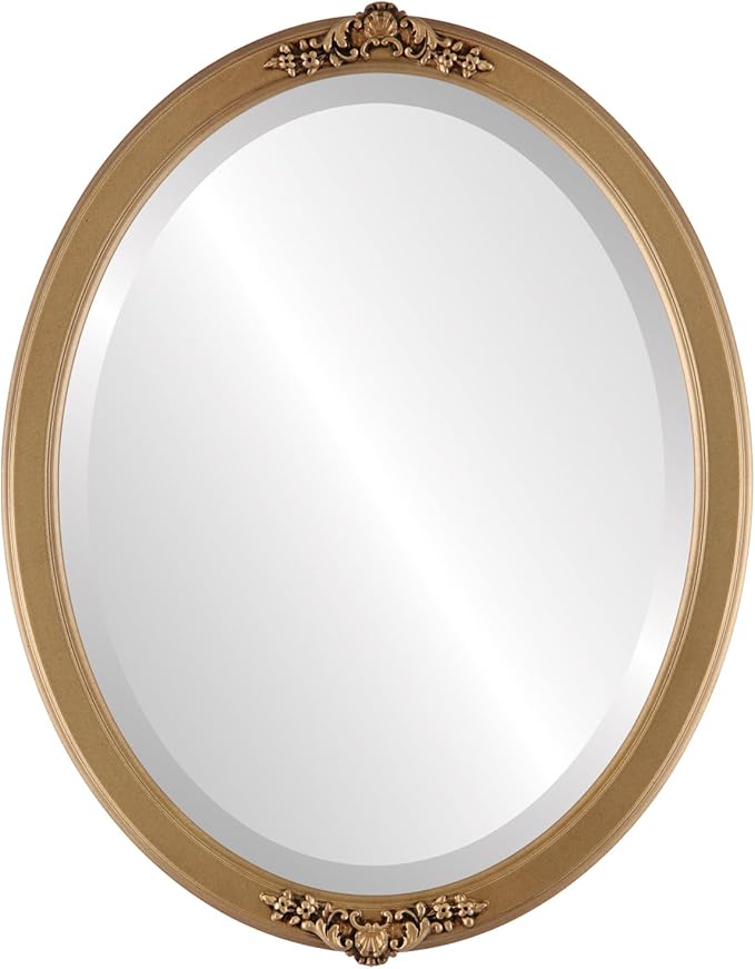 OVALCREST Oval Beveled Wall Mirror for Home Decor - Athena Style - Desert Gold - 26" x 22" Outside Dimensions