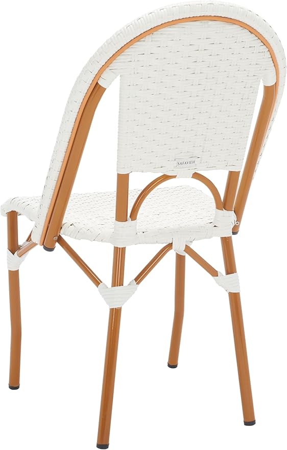 SAFAVIEH Outdoor Collection California Bistro White Side Chair Set of 2 (Fully Assembled)