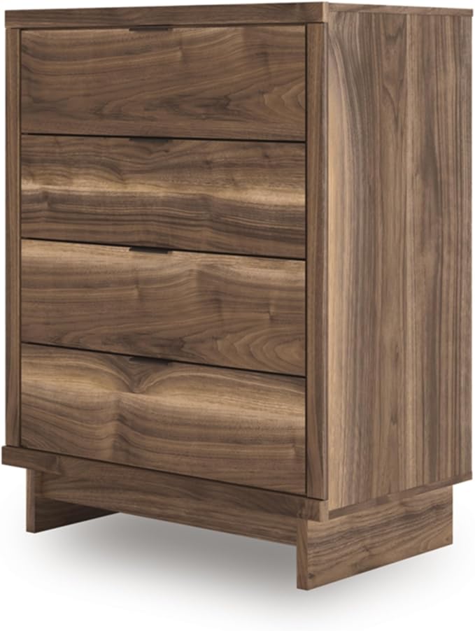 Signature Design by Ashley Darcalli Mid-Century Modern 4-Drawer Chest with Easy Glide and Safety Stop for Bedroom, Light Brown