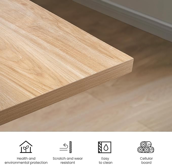 70.9Inch Office Desk, Executive Office Desk,Modern Industrial Style, Z-Shaped Table Legs, Country Black Wood Grain Top, for Home Office, Study, Conference (Natural)