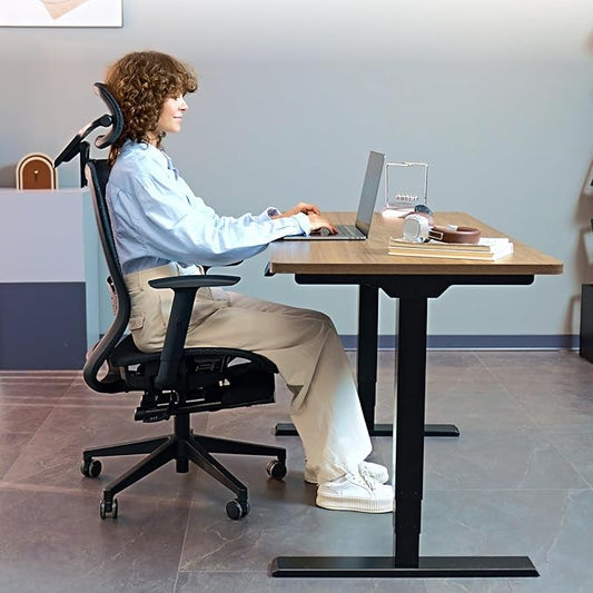 FLEXISPOT OC3 Air Ergonomic Office Chair with Footrest, Mesh Back Computer Chair, Home Office Desk Chairs, with Adjustable Lumbar Support/3D Headrest/Reliable Base, Mesh Seat Cushion, Black, Air-F