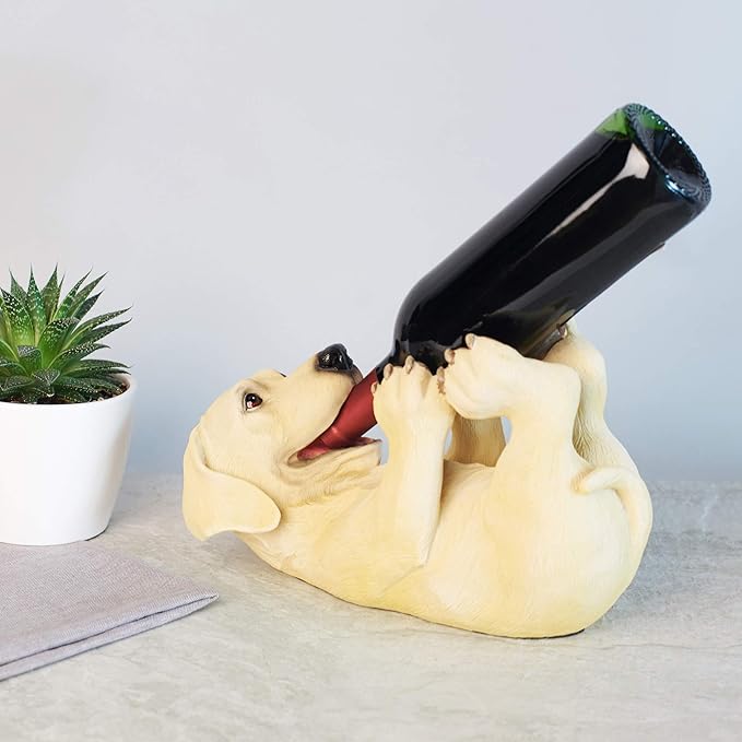 True Lab Playful Pup Bottle Holder for Kitchen Table, Wine Rack Countertop, Tabletop Wine Rack, Wine Bottle Holder Decorative, Wine Decor, Set of 1