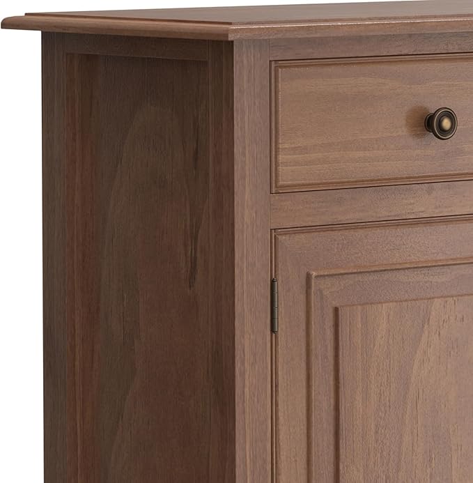 SIMPLIHOME Connaught 40-inch Wide Solid Wood Storage Cabinet in Medium Saddle Brown for Entryway, Living Room, Organizer for Hats, Gloves, Shoes, Keys, Slim Design, Traditional Style