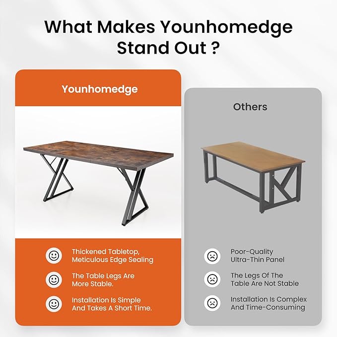 70.9Inch Office Desk, Executive Office Desk,Modern Industrial Style, Z-Shaped Table Legs, Country Black Wood Grain Top, for Home Office, Study, Conference (Iron Wood)