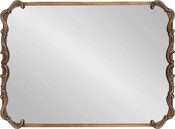Kate and Laurel Brazelton Rounded Rectangle Ornate Traditional Mirror; 20 x 27; Gold; Ornamental Round Rectangular Classic Framed Wall Mirror
