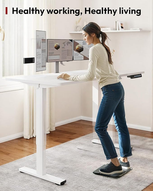 SANODESK Standing Desk Height Adjustable Electric Stand up Desk 71x32 Inches Sit Stand Home Office with Splice Board, White Frame/White Top