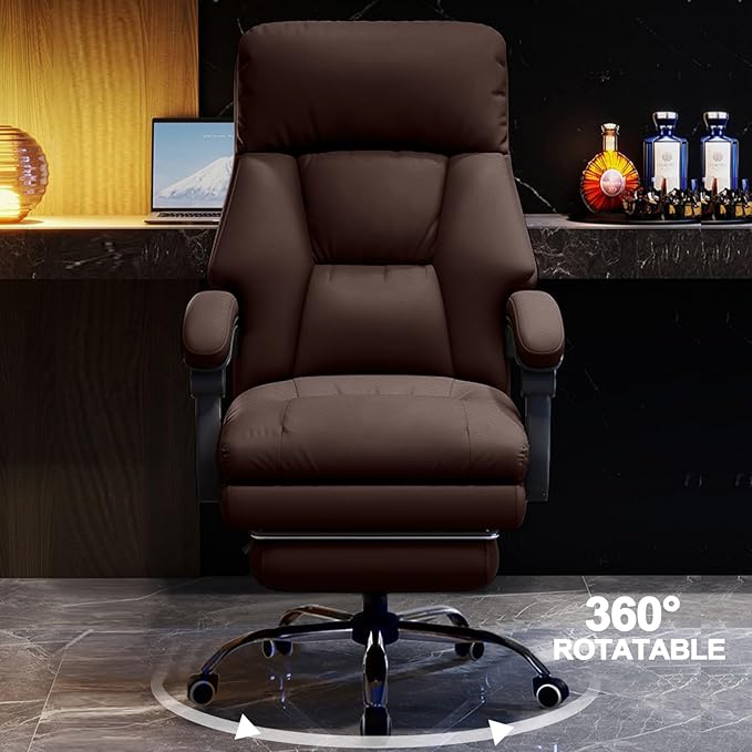 Office Chair with Leg Rest Executive Desk Chairs with Wheels High Back Computer Gaming Chairs Adjustable Reclining Ergonomic Work Chair for Home Office