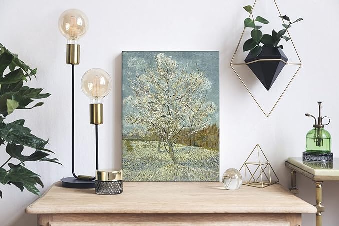 Wieco Art The Pink Peach Tree Canvas Prints Wall Art by Van Gogh Classic Famous Oil Paintings Reproduction Modern Gallery Wrapped Landscapes Giclee Picture Artwork