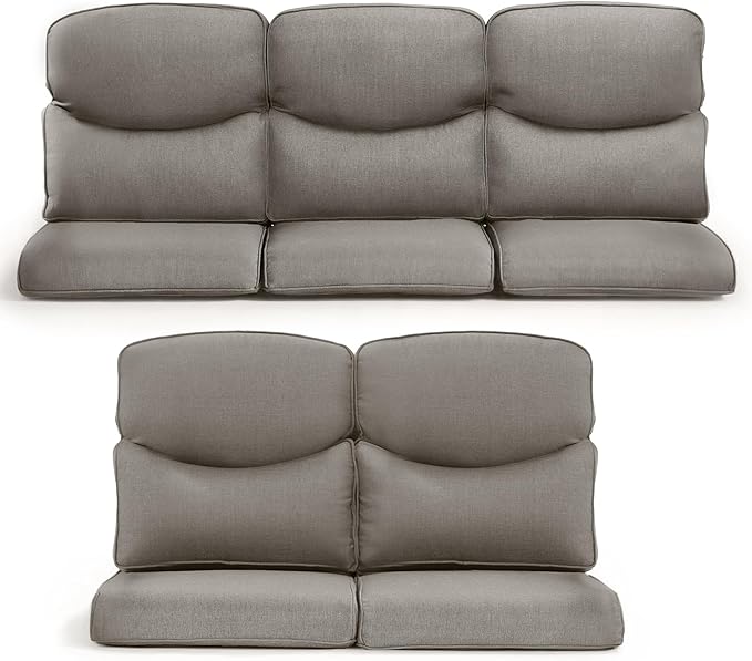 Patio Chair Cushions 5 Packs - Outside 22x24 High Back Water-Resistant Cushion with Zipper Cover for Outdoor Glider Rocking Chairs Loveseat 3-seat Couch Sofa – Grey/Crescent