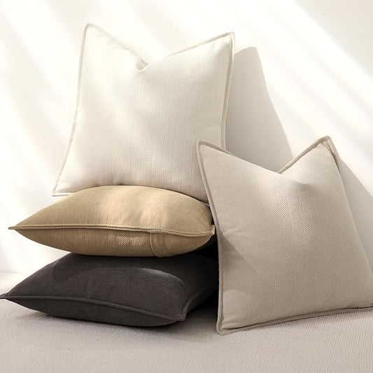 ZWJD Throw Pillow Covers 18x18 Set of 4 Chenille Pillow Covers with Elegant Design Soft and Luxurious Decorative Throw Pillows for Couch, Bed, and Home Decor