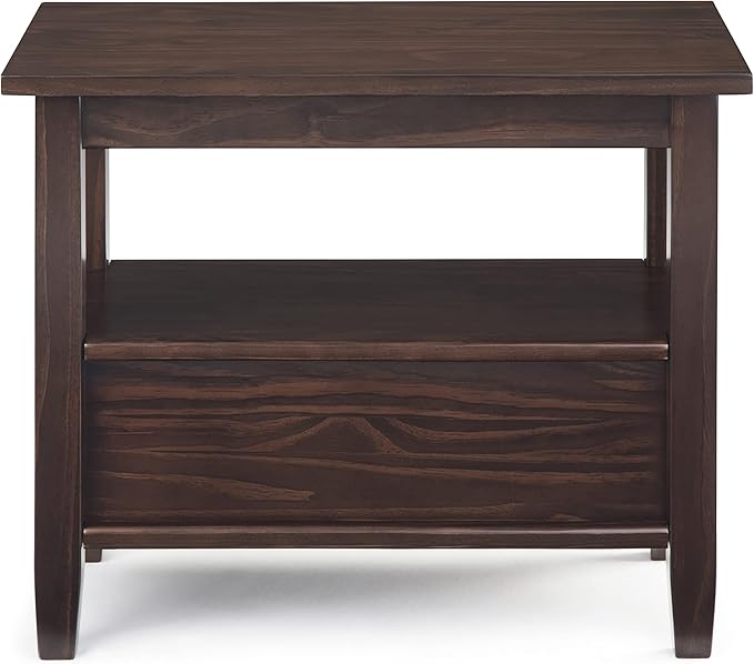 SIMPLIHOME Warm Shaker SOLID WOOD 14 inch Wide Rectangle Transitional Narrow Side Table in Tobacco Brown for the Living Room and Bedroom