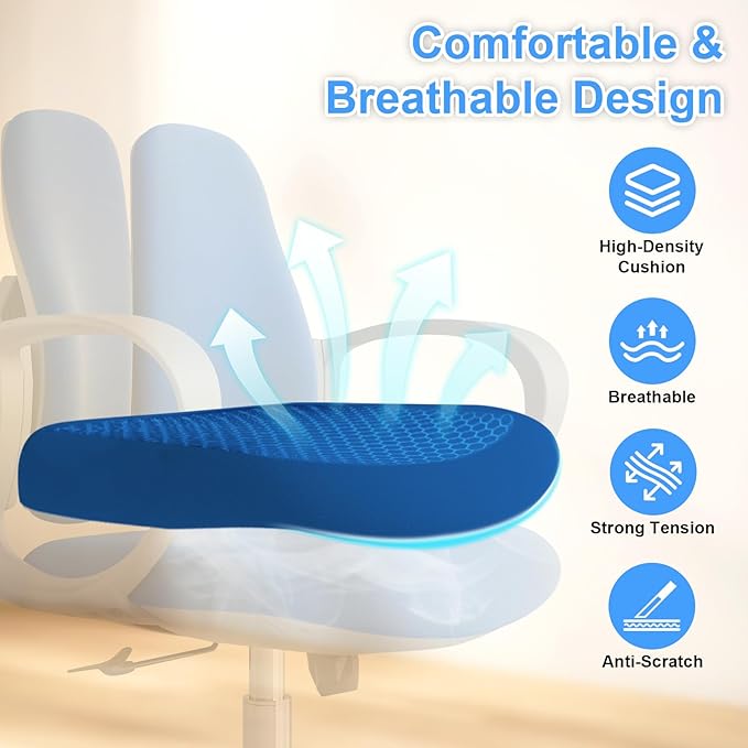 Ergonomic Office Chair Desk Chair Dual-backrest Computer Chair with Flexible Lumbar Support and Adjustable Height, 500lbs Extra Wide Seat with Wheels, for Home & Office Use Blue