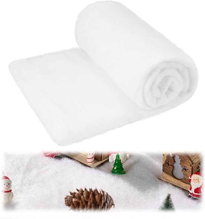 JOYIN Christmas Snow Blanket Roll (3x8 Ft,4 Pcs) for Christmas Decorations, Village Displays, Under The Xmas Tree-Thick White Soft and Fake Snow Cover for Holiday Decor and Winter Displays