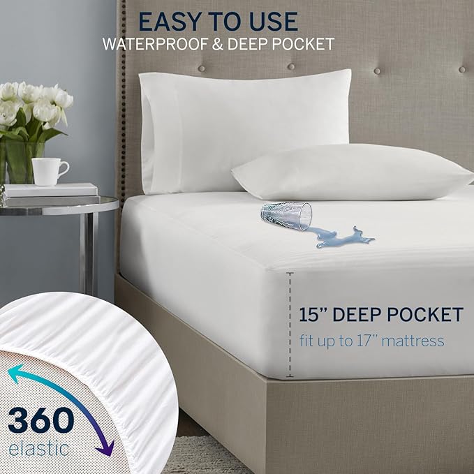 Serta Waterproof Heated Mattress Pad - Electric Bed Warmer with 10 Heat Settings, Auto Shut Off Timer, ETL Certified Electric Mattress Pad, Elastic Deep Pocket, Machine Washable, White Queen