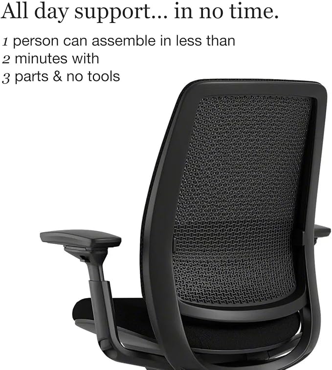 Steelcase Series 2 Office Chair - Ergonomic Work Chair with Wheels for Hard Flooring - with Back Support, Weight-Activated Adjustment & Arm Support - Adjustable Rolling Chairs for Desk - Licorice