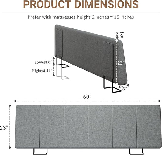 Queen Size Headboard Only-No Assembly, Upholstered Headboard Queen Size Linen Fabric Modern Style Headboards for Adjustable Bed Extra-Thick, Dark Gray