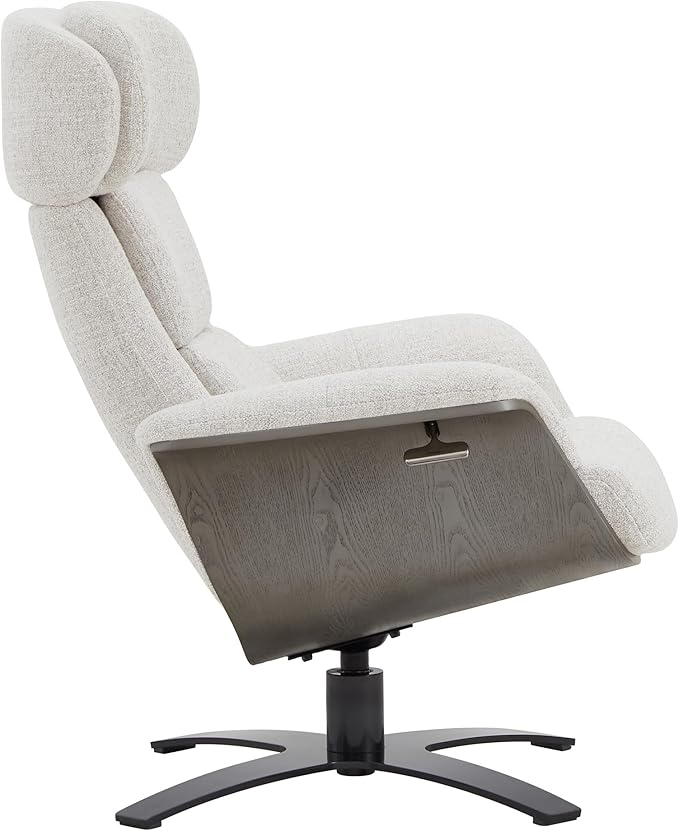 CHITA Fabric Reclining Swivel Chair with Adjustable Headrest and Ottoman for Living Room, White (Multi-Colored)
