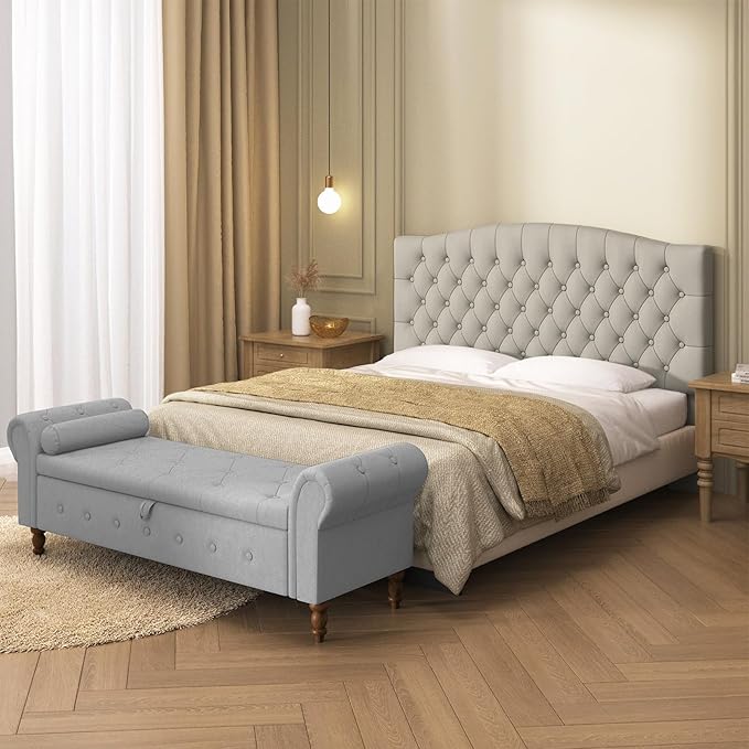 Velvet Upholstered Headboard Queen/Full Size Latest Model Wall Mount, Bed Frame Mount, Featuring High-Density Sponge Padding, Luxury Texture Easy Assembly Comfort and Style-Taupe