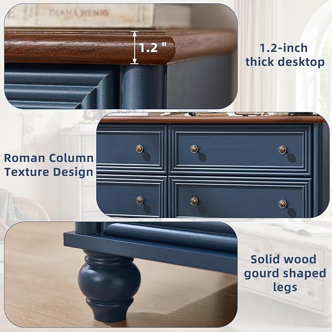 Farmhouse Dressers & Night Stand Set of 4, Wood 54" Wide Dresser & 35" Tall Chest of Drawers, 18" with Charging Station Nightstand Set of 2, Bedroom Furniture Dresser Set for Home Living Room Hallway