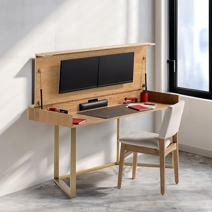 Transformer Table Adjustable Desk, Simple Modern Home Office Desk with Storage, Folding Table Small Desk into Dining Table, Multiuse Computer Desk Gaming Desk, Work from Home Essentials (1 Unit)