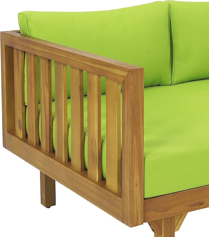 Christopher Knight Home Claremont Outdoor 3 Seater Daybed with Cushions - Acacia Wood - Teak/Green