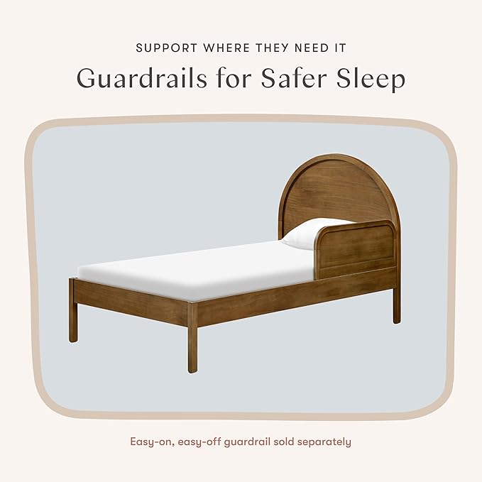 Babyletto Bondi Twin Bed for Kids - GREENGUARD Gold Certified - Twin Bed Frames with Arched Headboard - Universal Mattress Fit - No Box Spring Needed, Perfect for Boys & Girls Room - Natural Walnut