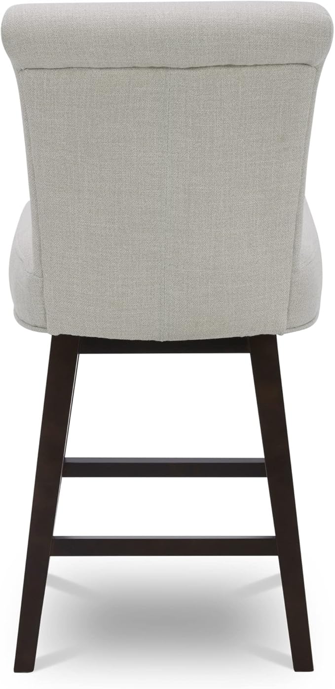 CHITA 26 Inch Counter Height Swivel Bar Stools Set of 2, FSC Certified Modern Upholstered Swivel Barstool Chairs with Back, Fabric in Linen
