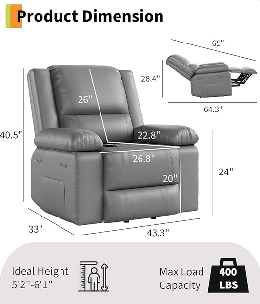 GarveeHome Oversized Wide Power Lift Recliner Chair - Heat and Massage, Adjustable Back and Legs, PU Leather Electric Lift Chair Designed for The Elderly and People with Mobility impaired