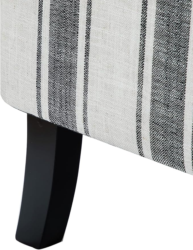 HULALA HOME Upholstered Wingback Recliner Chair, Small Adjustable Footrest Push Back Single Reclining Sofa, Mid Century Modern Lounge Armchair for Living Room, Bedroom, Reading/Stripe Black