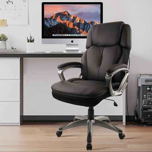 CLATINA Big and Tall Executive Office Chair, Extra Wide Seat, 500 LBS Capacity Heavy Duty Ergonomic Cloth Desk Chair with Wheels and Padded Armrests, High Back Fabric Computer Task Chair, Black