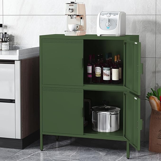 Metal Locker Storage Cabinet with 4 Doors and 3 Shelves,39.96" Tall Steel Office Storage Cabinet for Office,Home,Garage,Gym,School